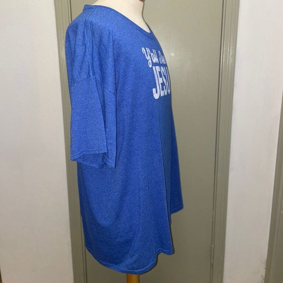 Fruit & Loom Blue Graphic T Shirt Jesus Size 3XL EUC - Picture 3 of 5